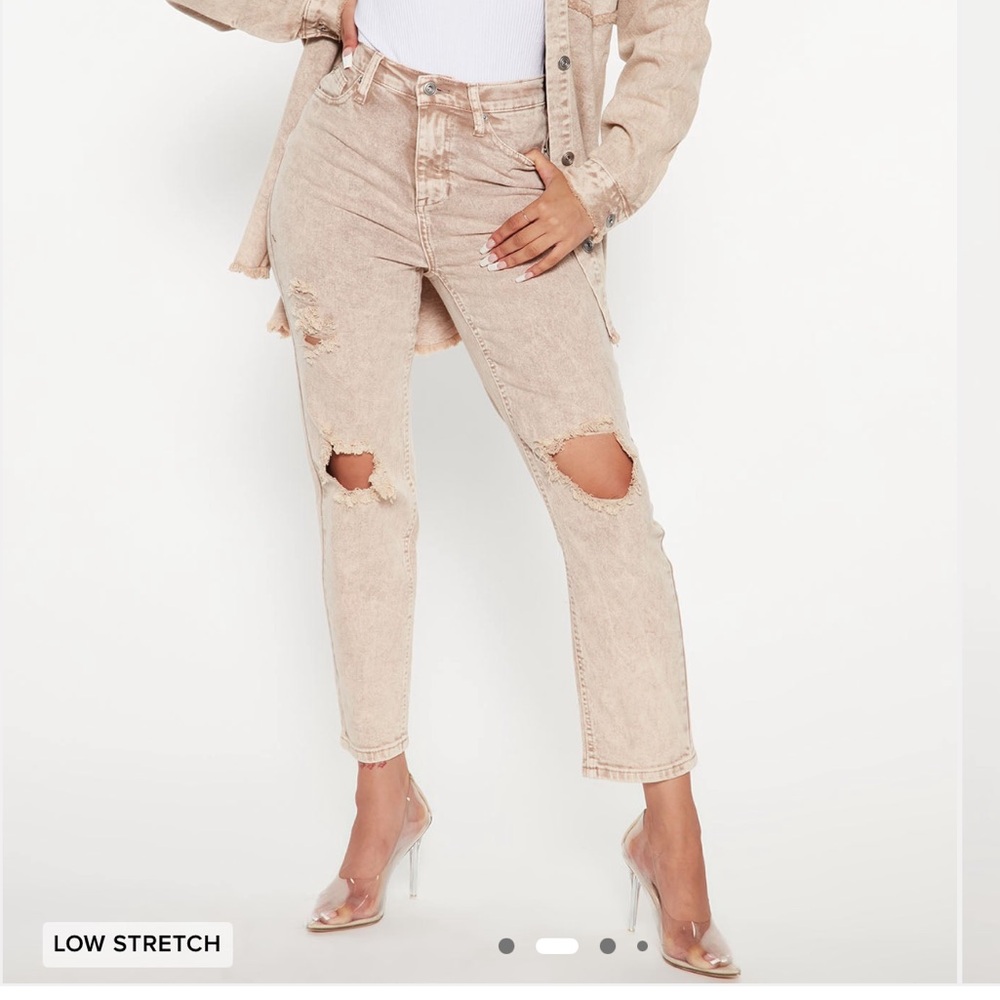 Stylish Tan Distressed Women Jeans